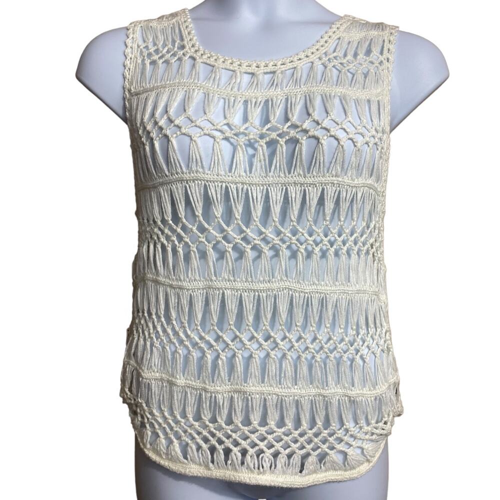 Hippie Laundry off white cream super soft crochet boho tank Medium